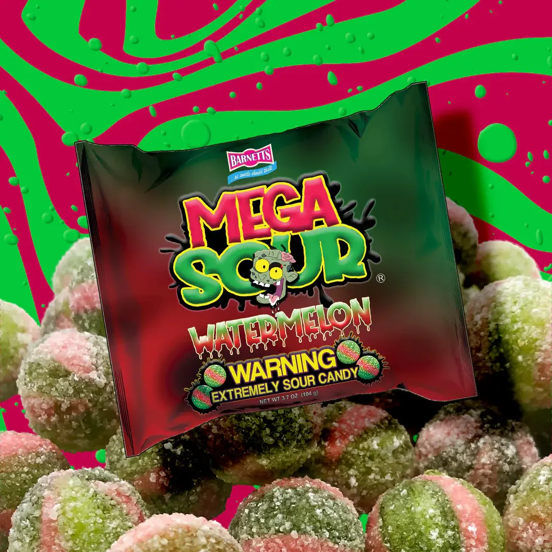 Barnetts Mega Sour Watermelon Flavor-  3.7 oz (104g)( Not suitable under age of 5 years)