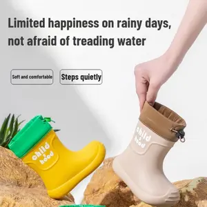 Rainy season children's rain boots girls rain shoes waterproof boys high tube non-slip kindergarten students baby treading shoes
