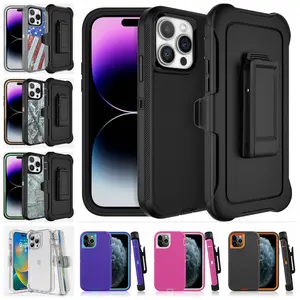 Rugged Shockproof Defender Case Cover for iPhone 14 / 14 Plus / 14 Pro / 14 Pro Max / with Belt clip