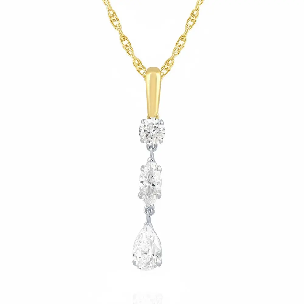 .77ct 14K Two Tone Lab Grown Diamond Necklace 18"