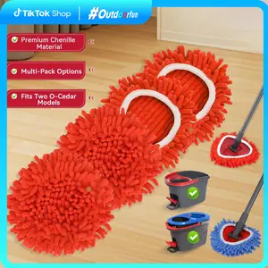 Chenille Duster Mop Head Refills Compatible with OCeda, Hyper-Absorbent & Machine Washable Quick-Dry Replacement Pads for Tile & Hardwood Floors