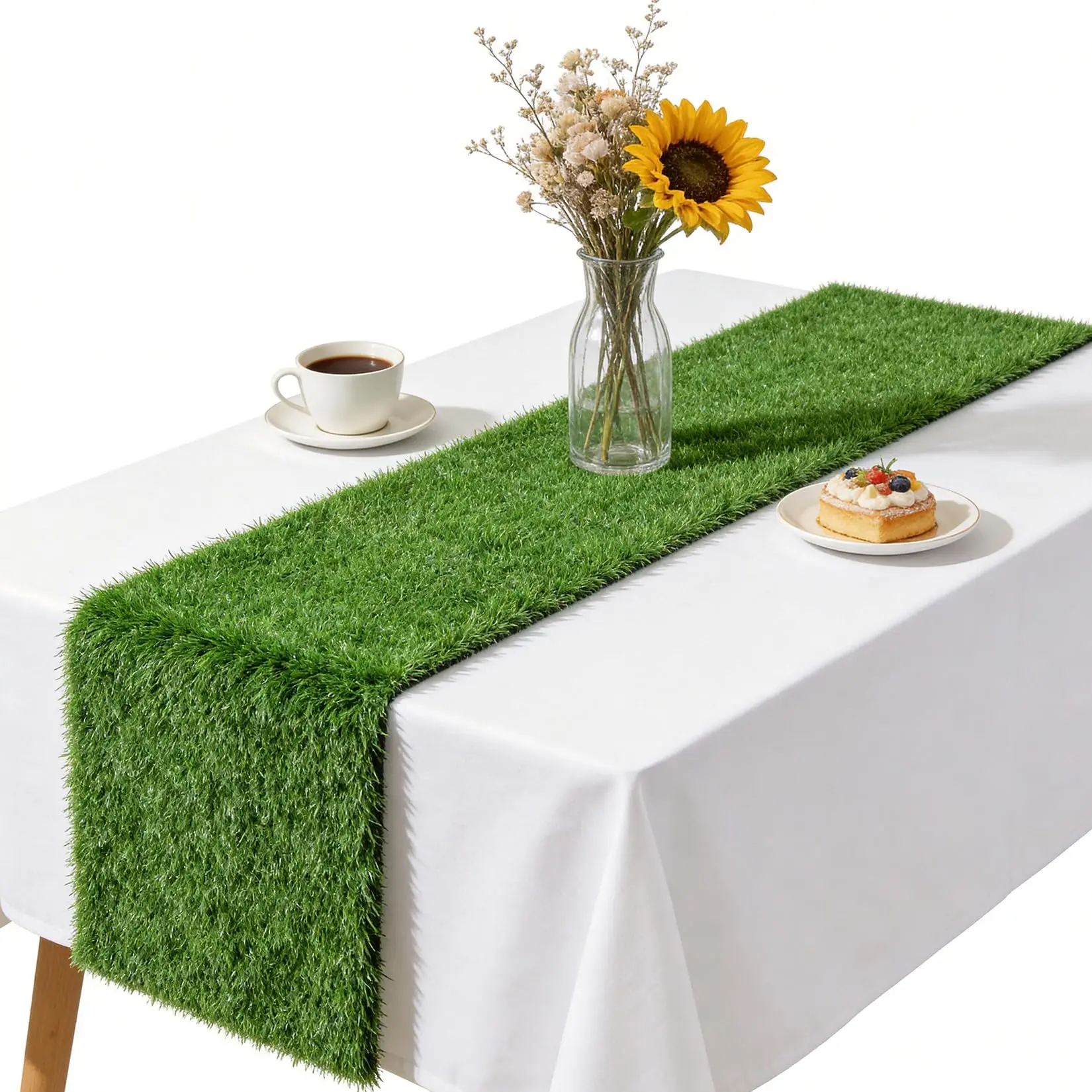 GAOMON 4-Pack Polyethylene Rectangular Table Runners - Soft, Fade-Resistant, Durable, Customised Cut-to-Fit, Realistic Look, Drainage Holes, Quick-Drying, Easy-Cleaning, Multi-Size (12x35in/12x71in) Indoor-Outdoor Easter Party Centerpiece Tablecloth