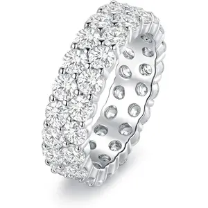 Unisex Full CZ Eternity Band Round-Cut Tennis Ring Sparkling Stacking Wedding & Engagement Band for Men & Women Elegant Versatile Design festival gift