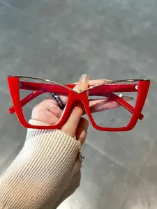 Clear Lens Cat Eye Glasses with Bat Design Metal Frame, Perfect for Halloween Cosplay & Photoshoots, Stylish Costume Accessory Gift