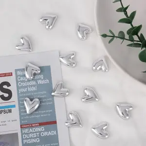 10pcs Resin Silver Color Heart Fridge Magnets, Refrigerator Decorating Magnet, Cute Decorative Set for Home Kitchen Office Whiteboard, Party Gift Idea