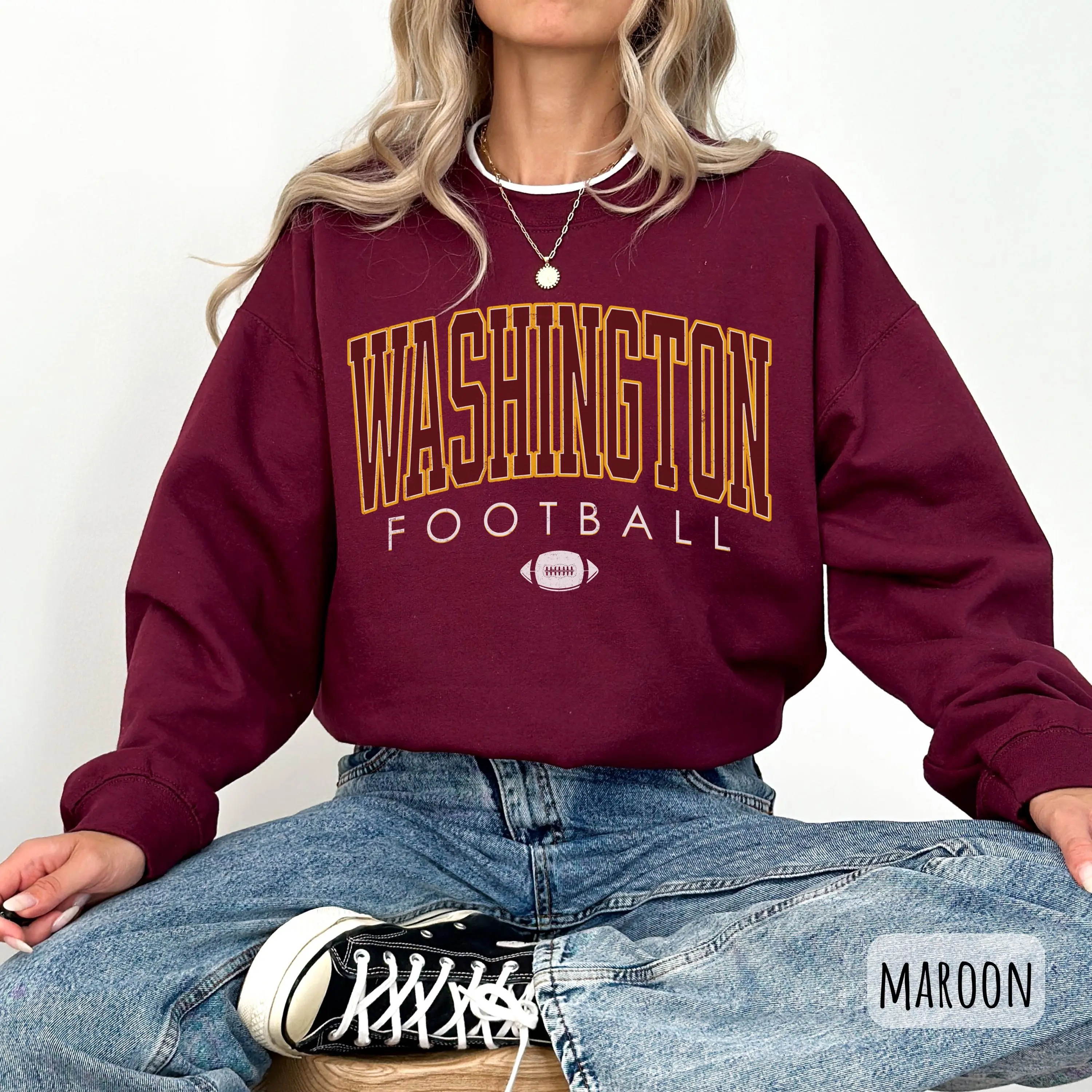 Vintage Washington Football Sweatshirt, Hail Yeah Shirt, Washington Football Team, Retro Washington Football Crewneck, Game Day Fan T-Shirt Cotton Trending