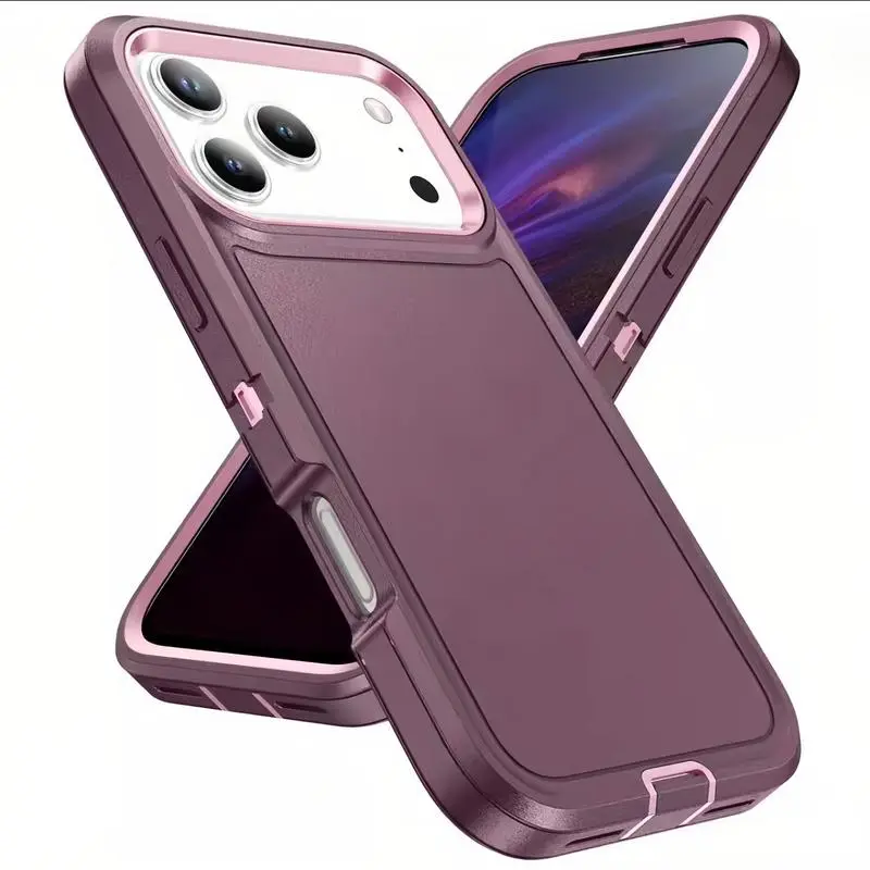Industrial 3-in-1 Hybrid Heavy-Duty Armored Smartphone Case, Cellphone Accessories for iPhone 17/16/16 Plus/15/14/13/12 Pro Max - Shockproof Protection Cover, Casing