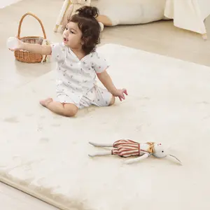 PaPaMat Cloud Baby Play Mat – 1.5" Thick Pro Soft Flannel Memory Foam Mats Toddler Infant Kids Crawling for Nursery Rug Playroom Living Room Waterproof Easy Care Non-Slip