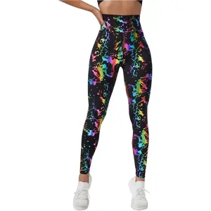 GORGLITTER Women's Neon Reflective Legging High Waisted Y2K Rave Festival Skinny Pants