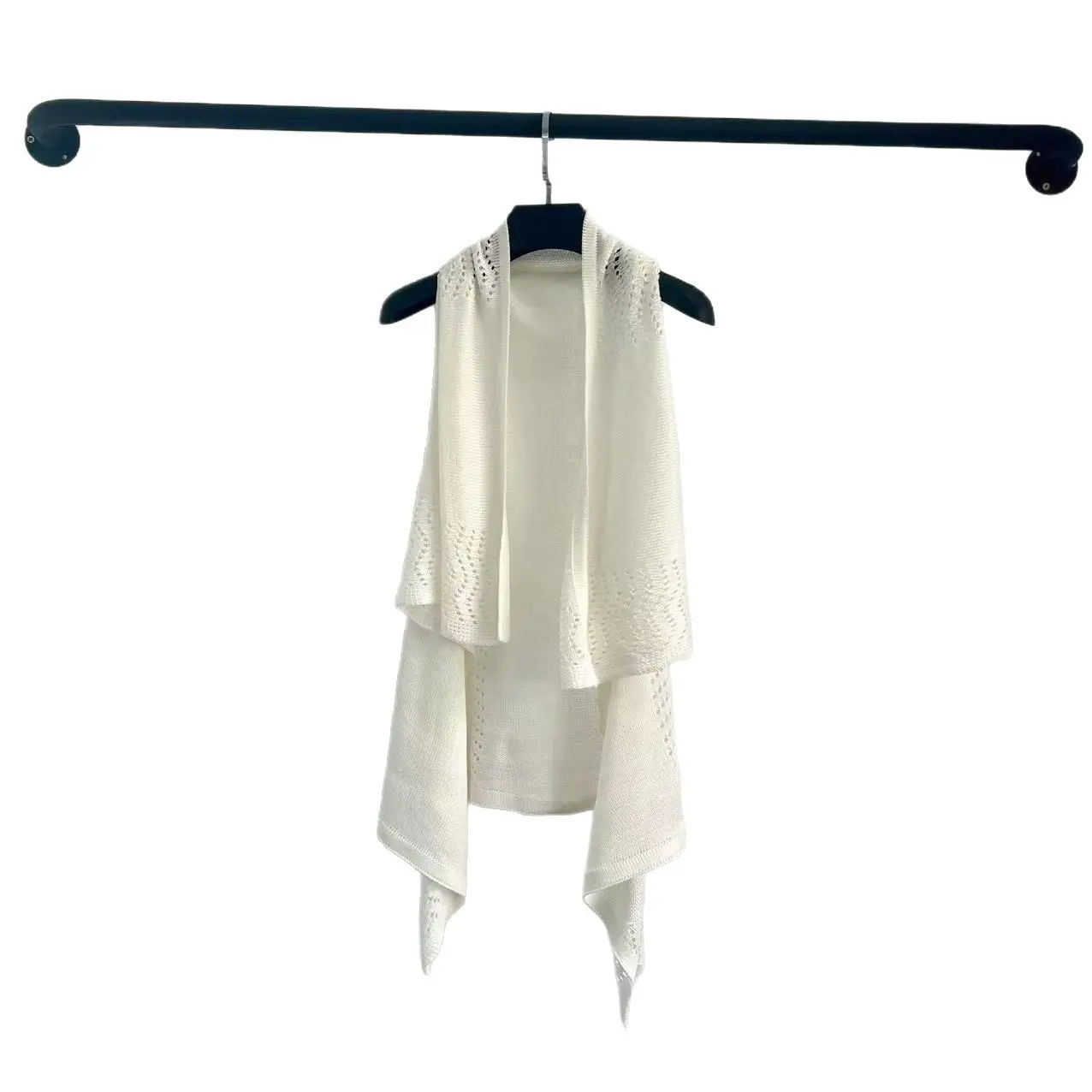 Solid color knitted shawl   white