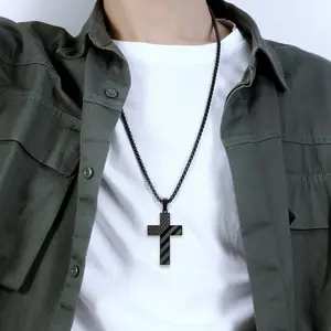 Cross Necklace for Men and Women, Bible Verse American Flag Pendant, Baptism & First Communion Religious Jewelry, Perfect Christmas Gift Idea