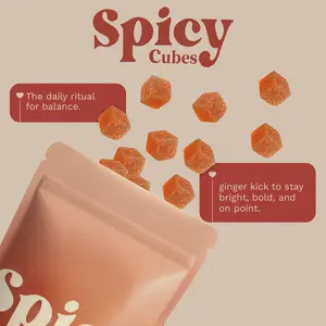 Spicy Cubes Dailies - 60 Gummies - Spicy Cubes Gummies Maca Root Extract,L-Theanine, Caffeine & Ginger No Live Cultures -Dietary Supplement