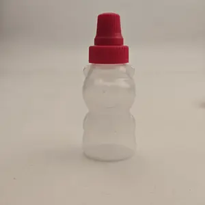 Mini Bear-Shaped Condiment Container with Blue Lids, Portable Sauce Bottle for Ketchup Salad Dressing Soy Sauce, Leak-Proof Plastic
