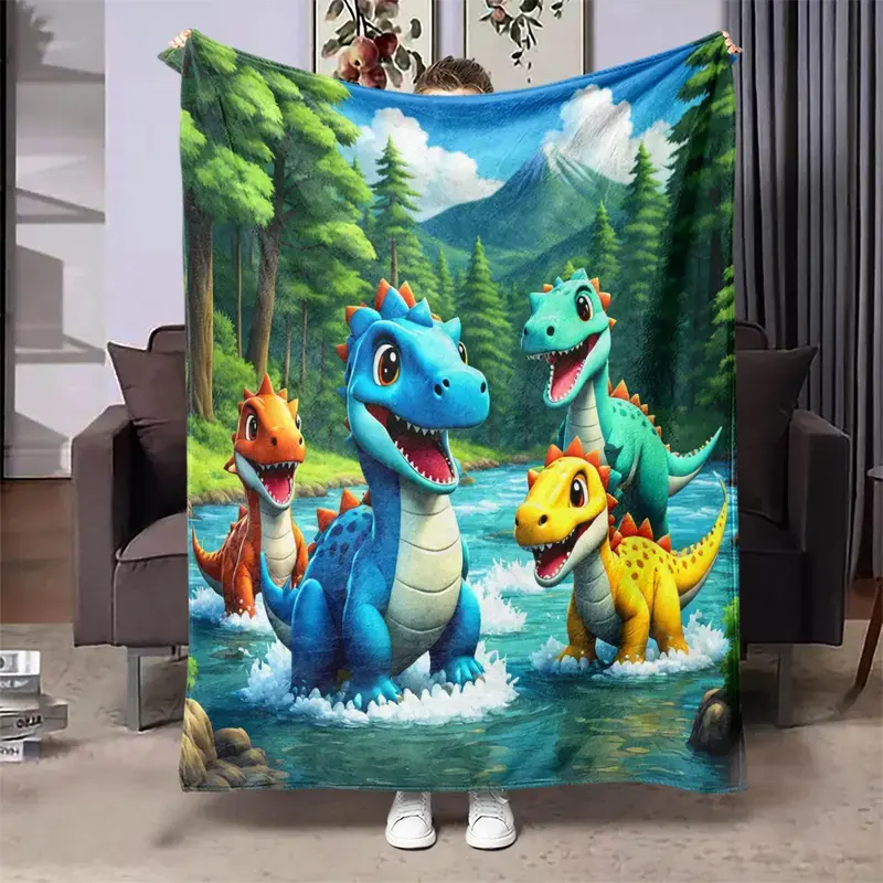 Dinosaur Pattern Blanket, 1 Count Soft Comfortable Warm Throw, Air-conditioned Room Blanket, Warm Nap Blanket for Home Office Travel Camping Kids Dinosaur Blanket | Ultra-Soft Adventure Throw for Little Dino Lovers