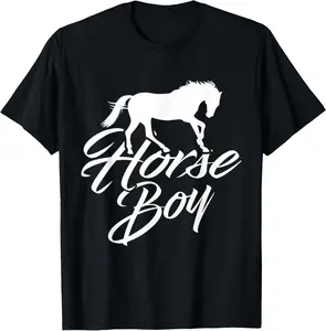 100% Cotton Funny Horse Riding Boy Horseback Riding Horse Boy T-Shirt