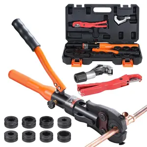 Copper Tube Fittings Crimping Tool With 8-Jaw Design, 360-Degree Rotatable Pipe Cutter, Adjustable Crimping Tool For Copper Plumbing; Durable Stainless Steel Construction; Multipurpose Hand Tool Set For Professional And Home Use