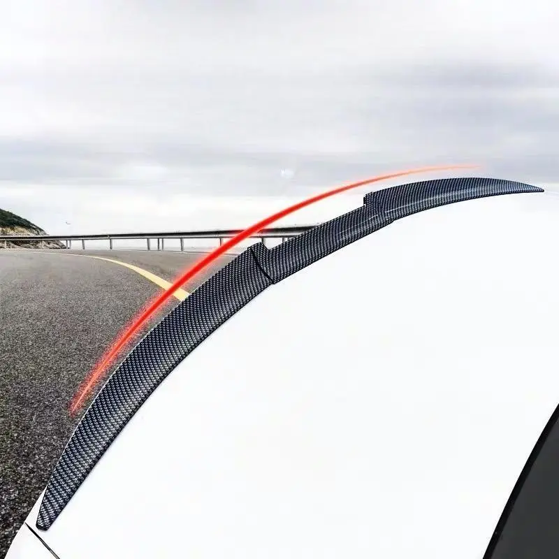 Car Modification Tail Wing Universal No-punch Fiber Grain Car Blade Three-section Combination Tail Wing Large top wing tail Car Rear Spoiler