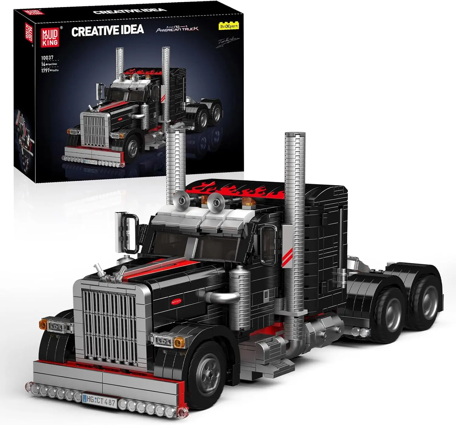 Mould King 10037 Unisex Heavy Duty Tow Truck Building Set, 1797-Piece Large Brick Set Trucks with Realistic Design, Transportation Road Trailer Model Kit, Learning Toy with Easy Assembly Instructions
