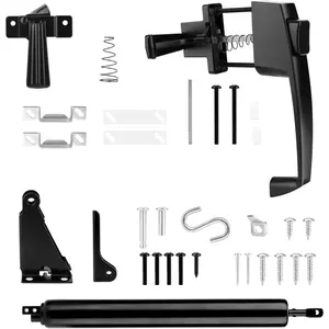 Storm Door Closer & Screen Door Handle, Black Heavy Duty Screen Door Closer Replacement Kit Shock Absorber Bracket with Screen Door Spring Storm Door Latch Protecting from  Winds
