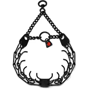 Herm Sprenger Black Stainless Steel ULTRA-PLUS Prong Collar – Swivel, Center Plate & Assembly Chain