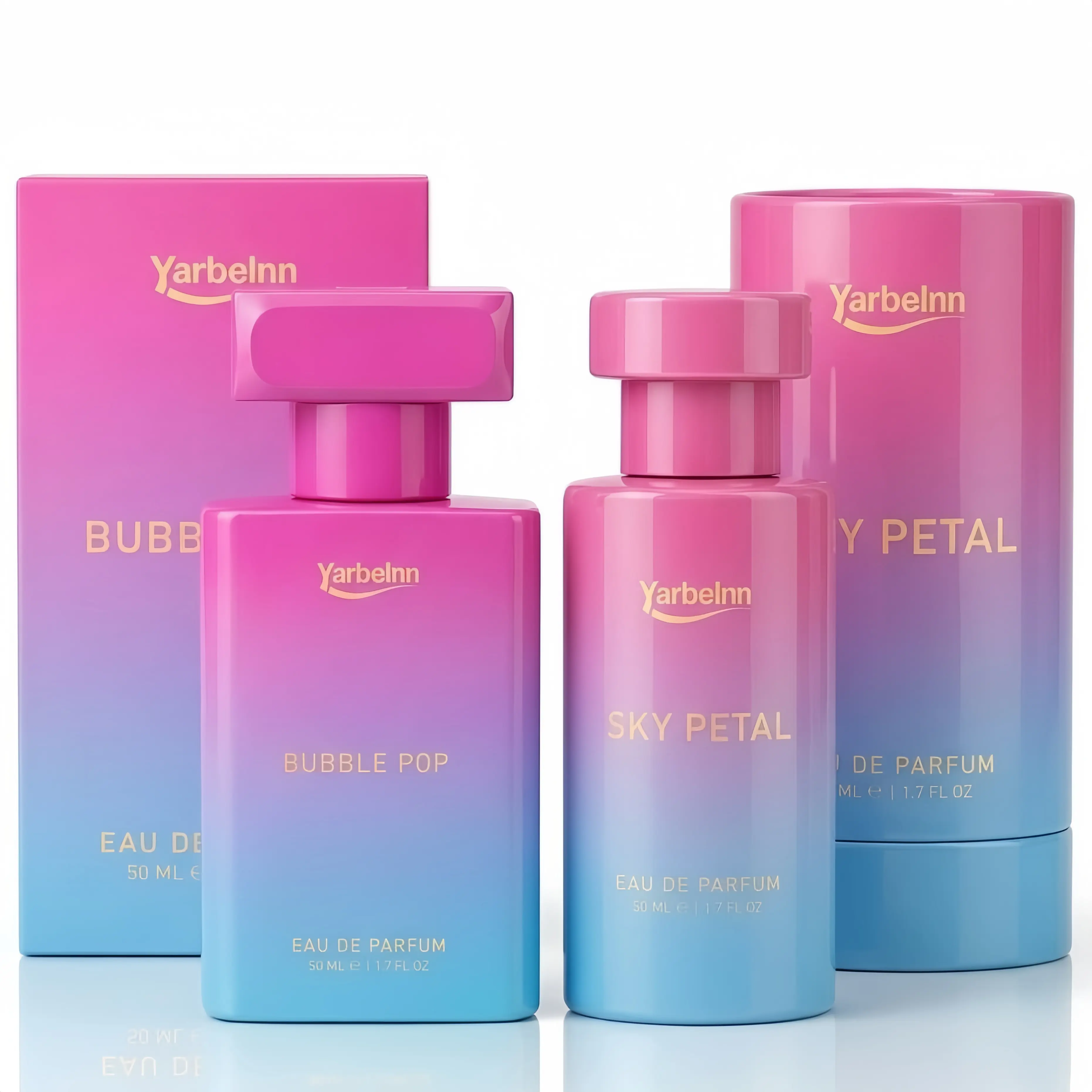 Yarbelnn Perfume Gift Set 2PCS 50ml x2 – Bubble Pop & Sky Petal Eau de Parfum, Sweet Fruity Floral Perfume, Strawberry Raspberry Peach Bergamot Vanilla Amber, Long Lasting Clean Girl Perfume Gift Set for Her