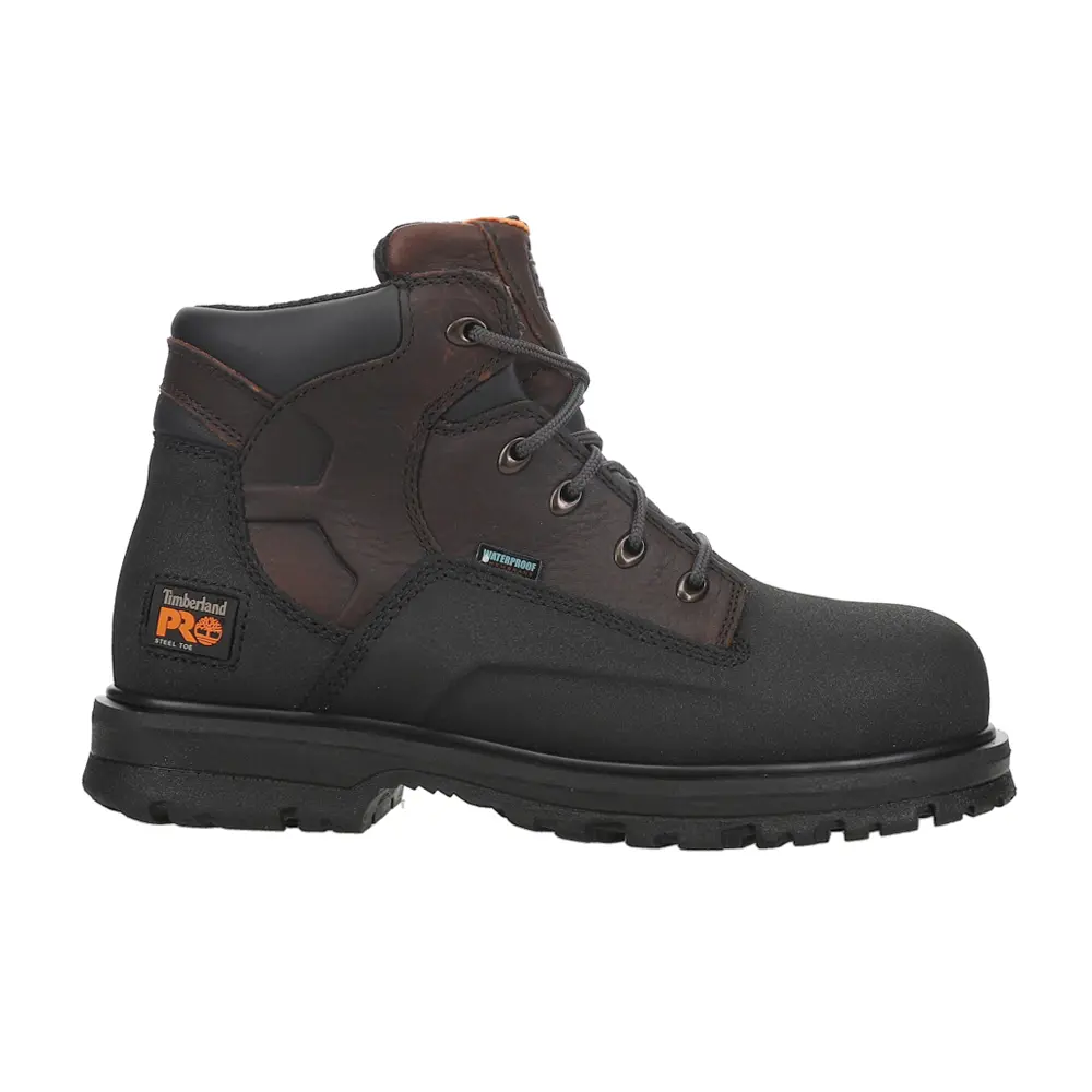 Timberland PRO Mens Powerwelt 6 Inch Waterproof Steel Toe  Work/Duty - Brown