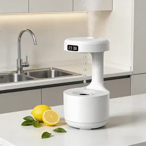 Antigravity Humidifier,Rain Humidifier Bedroom Anti Gravity Humidifiers with Clock Water Drop Backflow Aroma Diffuser Large Capacity Office Bedroom Mute Heavy Fog Household Sprayer Mist Fan gifts for boyfriend gifts