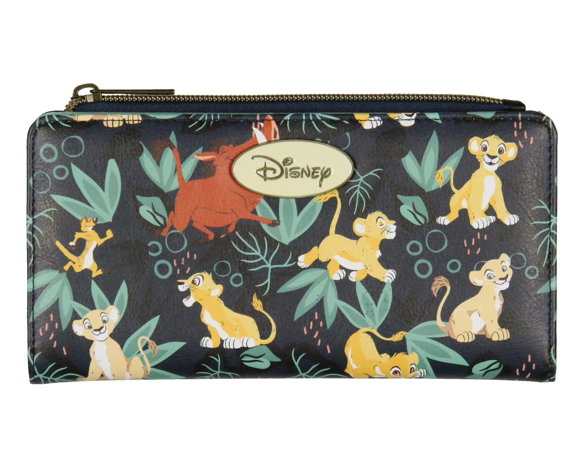 Disney The Lion King Simba and Friends Faux Leather Bi-Fold Snap Wallet with Zipper Pocket