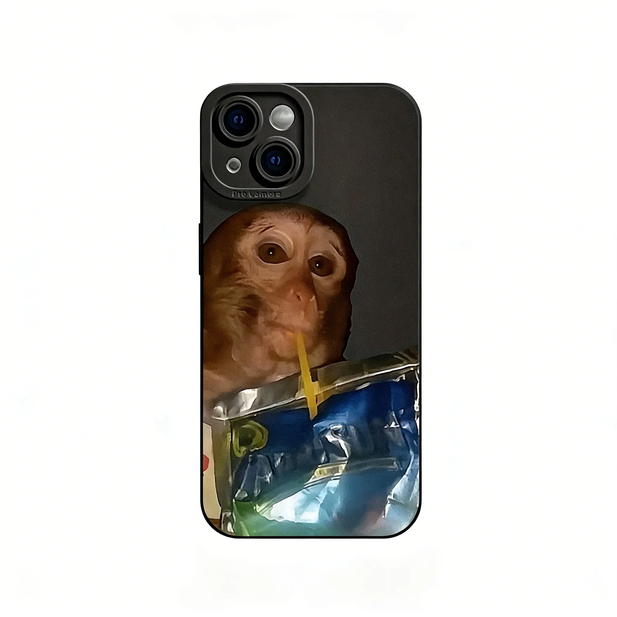 Monkey Sipping Caprisun Phone Case, Fall and Shockproof Phone Case in Summer, Full Side Protection for iPhone 17/16/15/14/13/12/11/XR/XS/16E/MINI Pro Max Phone Case Compatible with Samsung Galaxy S25, Accessories, Smartphone