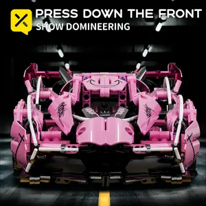 A1【1:14】 cherry blossom powder building blocks, assembled sports car, pulled back car, racing car educational toy car, assembled model, cool birthday gift