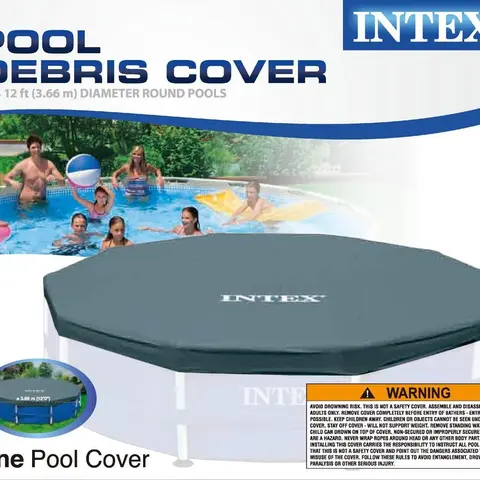 Intex 12-Foot Round Metal Frame Above Ground Swimming Pool Debris Cover, Blue