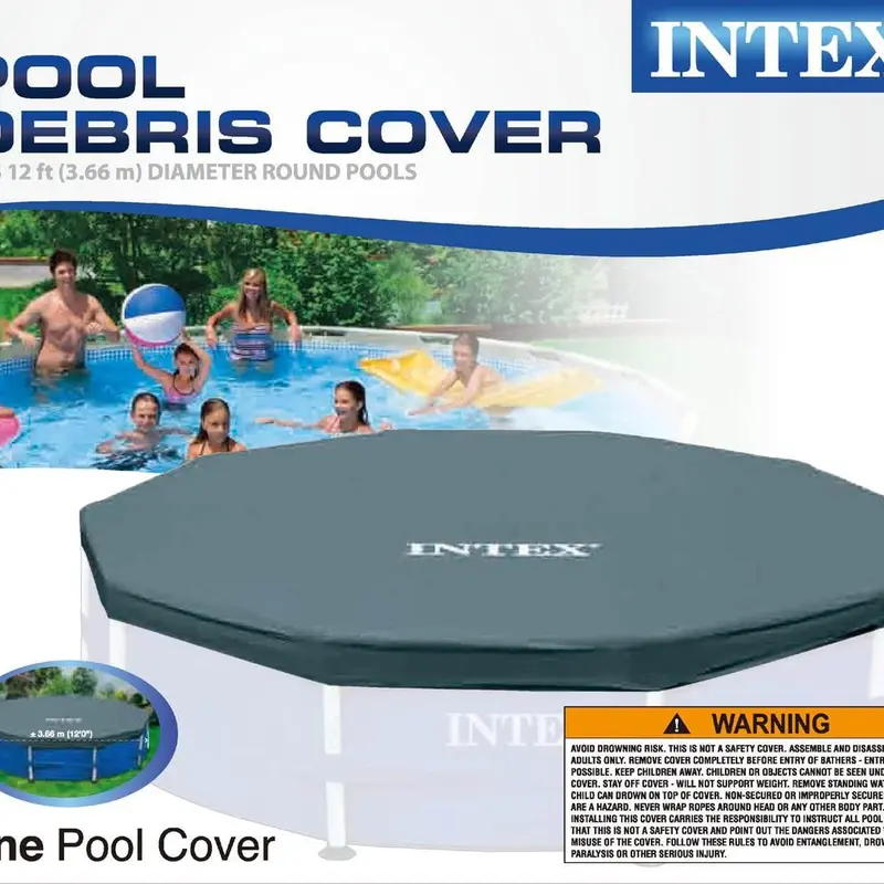 Intex 12-Foot Round Metal Frame Above Ground Swimming Pool Debris Cover, Blue
