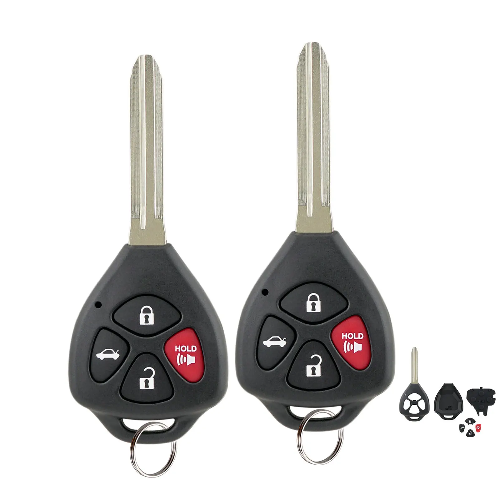2-Pack Car Key Accessory, 4-Button Replacement Shell Case for 2006-2012 Toyota Camry & Scion xB Remote Keys, Key Fob Covers