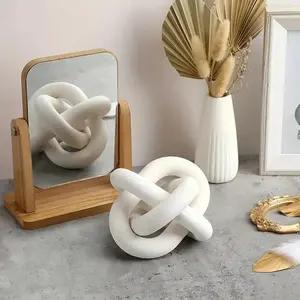 Wooden Knot Decor, Boho Farmhouse Rustic Design, Modern Chain Link Decor, Bookshelf Decor, Home Ornament for Living Room, Bedroom, Office