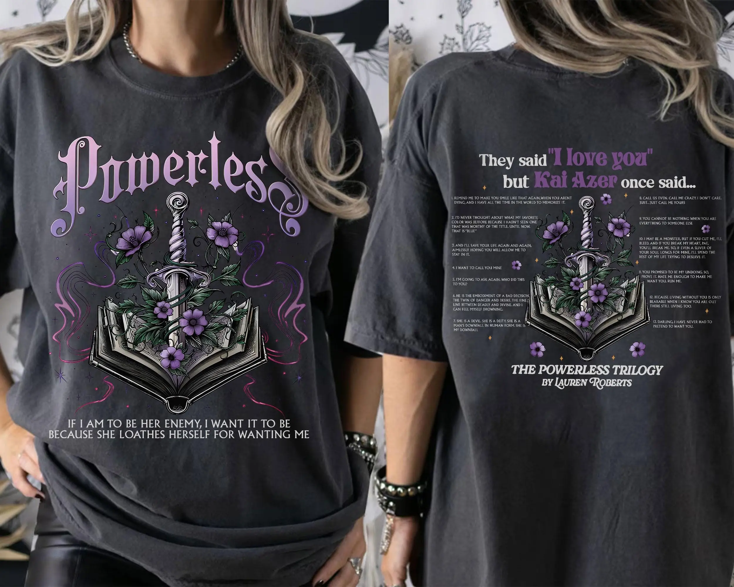 Comfort Colors Powerless Shirt, Vicious Little Thing Powerless Shirt, Kai Azer Paedyn Gray, Booktok, Reckless Book Top