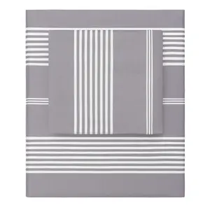 Grey Striped Seaport Sheet Set 2 (Fitted & Pillow Cases)