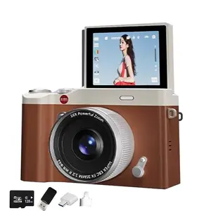 4K Vlogging Digital Camera  2.4" Flip Screen, 16X Zoom Anti-Shake, 128GB SD Card Included, Y2K Retro Style for Teens & Beginners