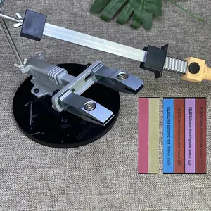 3-Whetstone Fixed Blade Sharpener Set - Adjustable-Angle Aluminum Kitchen Grinding System with Diamond Plate, Home Kitchen Supplies for Knives