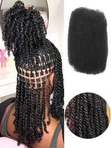 Afro Kinky Bulk Hair 30g, Afro Curly Bulk Human Hair for Dreadlocks, Natural Color Braiding Hair, Ideal for Styling and Extensions