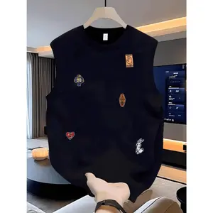 Cotton Vest Vest Men's Short Sleeve Summer 2025 New American Heavy Top Fashion Brand Loose Sleeveless T-shirt Casual Short Sleeve Crew Neck T-shirt
