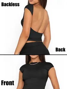 Women's Sexy Backless Summer T-Shirt, Athletic Top, Casual Streetwear, Youth Fashion, Outdoor Sports, Home Wear, All Seasons, Fitness Clothes Tops