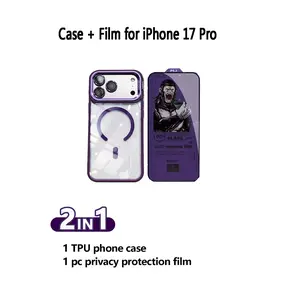 Professional Privacy Kit for iPhone 17 Pro: 28° Anti-Peep HD Tempered Glass Screen Protector + Multifunctional Magnetic Case. Includes Camera Protector & Foldable Metal Stand, Premium Gift