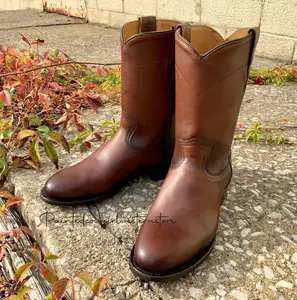 Corral Men's Honey Brown Leather Round Toe Roper Cowboy Boots A4068