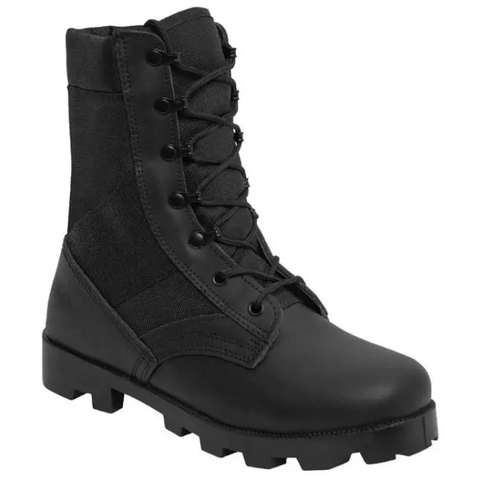 ROTHCO Men's 9-In Military Style Speedlace Jungle Boots, Hot Weather Leather Tactical Combat Boots with Cleated Panama Sole, Dual Air Vents