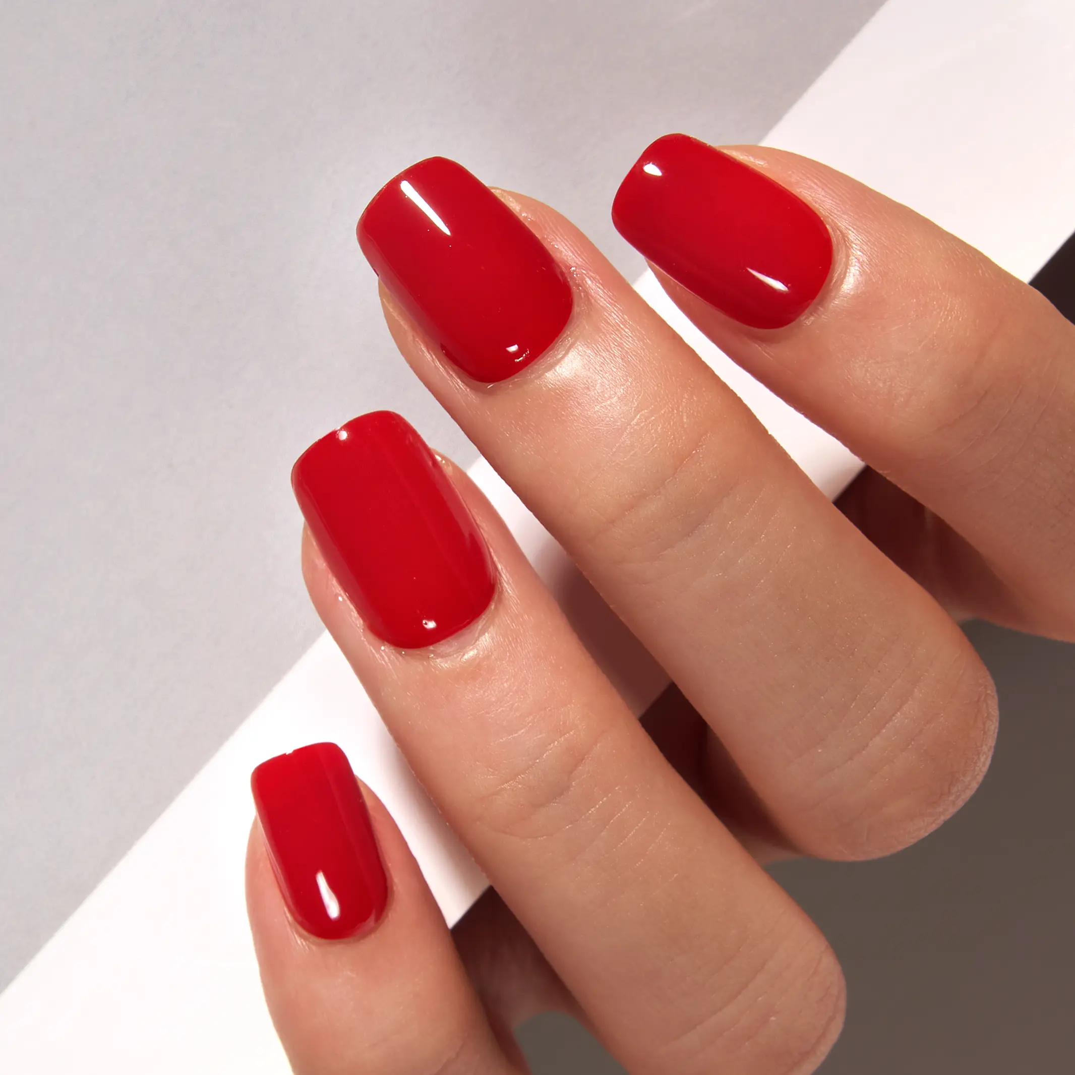 CurvLife Classic Ruby Press-On Nails – 30PCS Medium Square, Timeless Red Gloss Finish | Bold & Confident | Easy to Apply, Reusable & Non-Toxic | Perfect for Dates, Parties, or Everyday Elegance with a Classic Touch