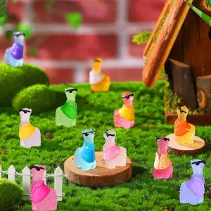6/12/24Pcs Luminous Mini Resin Alpaca Miniature Figures Tiny Alpaca for DIY Fairy Garden Micro Landscape Aquarium Plants Ornament Decoration Garden Accessories Teenager Party Toys
