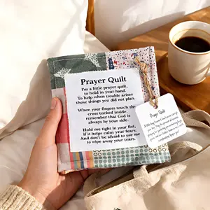 Vintage Cross Prayer Blanket, Decorative Blankets, Hand-Stitched Mini Bible Verse Rug, Perfect Gift for Women, Teachers, Nurses, Church Believers, Patients