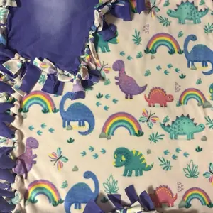 Fleece Rainbow and Dinosaur No Sew Blanket - Assorted Colors with Rainbow and Dinosaur Prints blankets