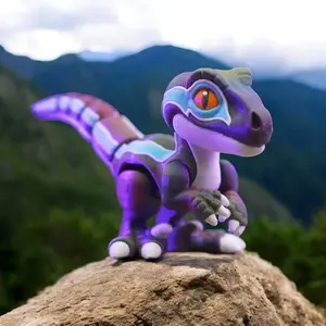 Flexible Articulated Baby Raptor – 3D Printed Poseable Dinosaur Figurine | Adorable Collectible Desk Toy
