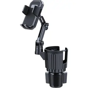 Cup Holder Phone Mount for , Upgraded 2 in 1  Phone Mount with Adjustable Long Gooseneck and Stretchable Cup Holder,Compatible with  & Android &  Smartphones (Black)